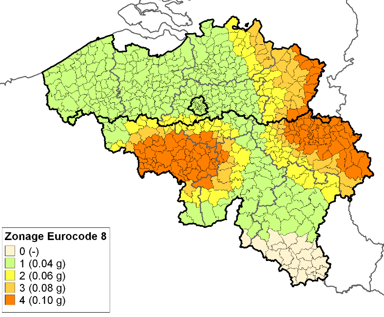 Seismic zoning map to consider in Belgium